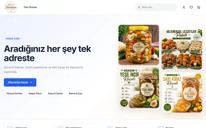 Funda Chef e-ticaret sitesi ana sayfası